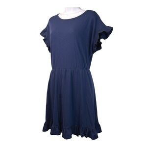 ModCloth Dress Women's XL Blue Ruffle Sleeve‎ Cotton Casual